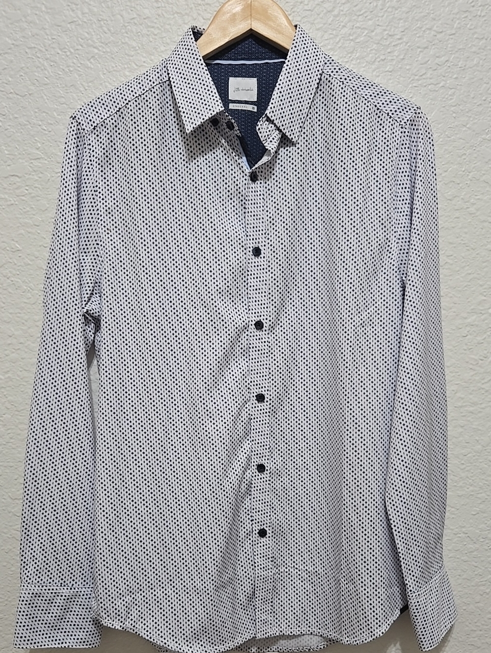 JB Holt Slim-Fit White Micro Dot Dress Shirt